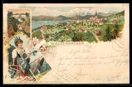 Litho Walzenhausen, Ortsansicht gegen Vo