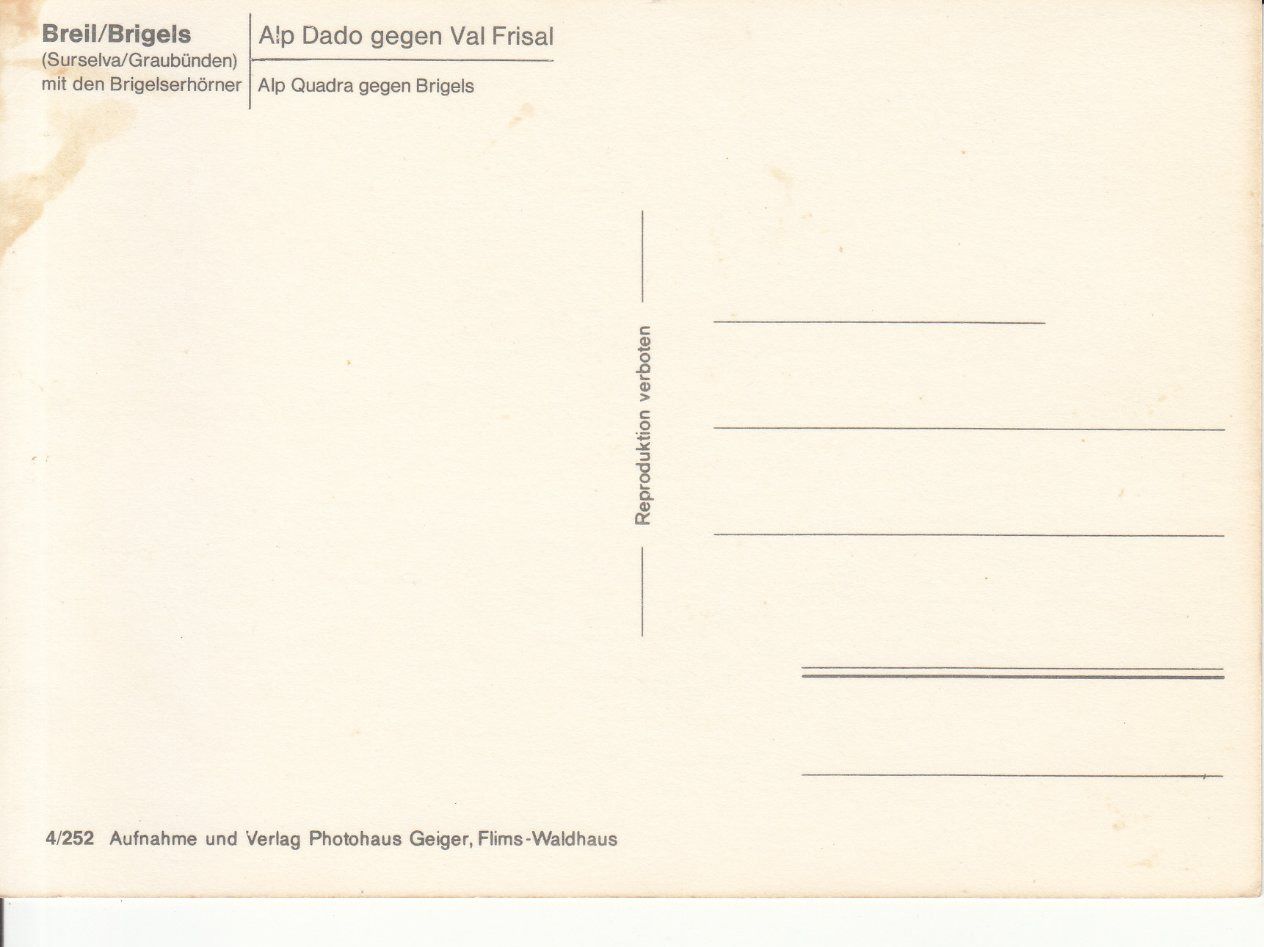 Ansichtskarten: Breil, ca. 1970 – Gebraucht aus Bürglen TG von StampGraf 1