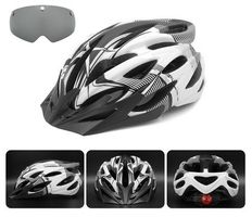 Velohelm (54-61cm) Weiss/Schwarz (Rücklicht am Helm)