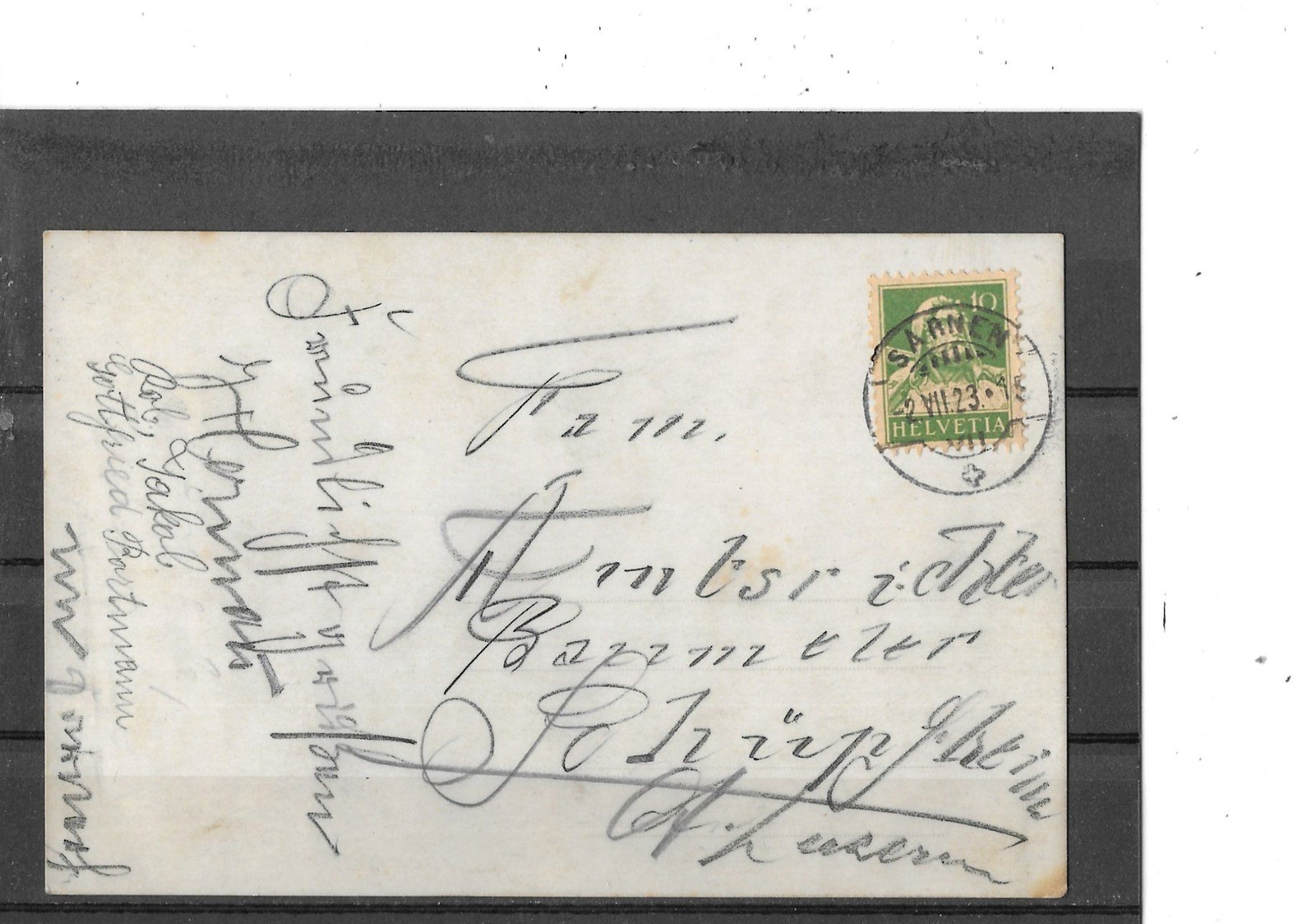 Cartoline postali: OW Sarnen ? 1923 – Usato da Schocherswil venduto da Wilare 1