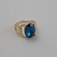 ✨ Eleganter Metallring in Goldoptik mit blauem Stein ✨ 696