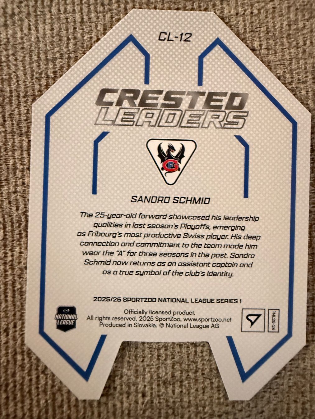 Sportzoo Cartes à collectionner: Sandro Schmid - Gotteron - Crested Leaders - CL-12 – Neuf (Voir description) à Cheyres par KeK04 1