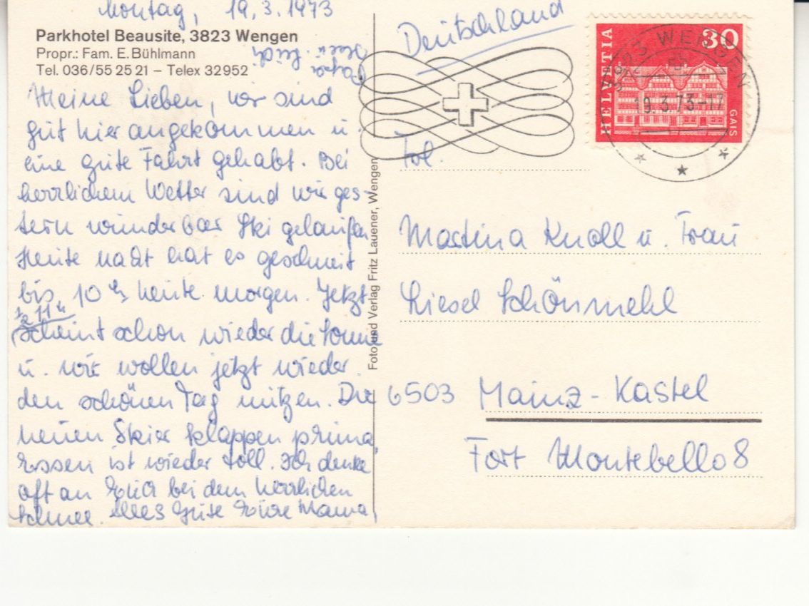 Cartes postales: Wengen Beausite 1973 – D'occasion à Bürglen TG par StampGraf 1
