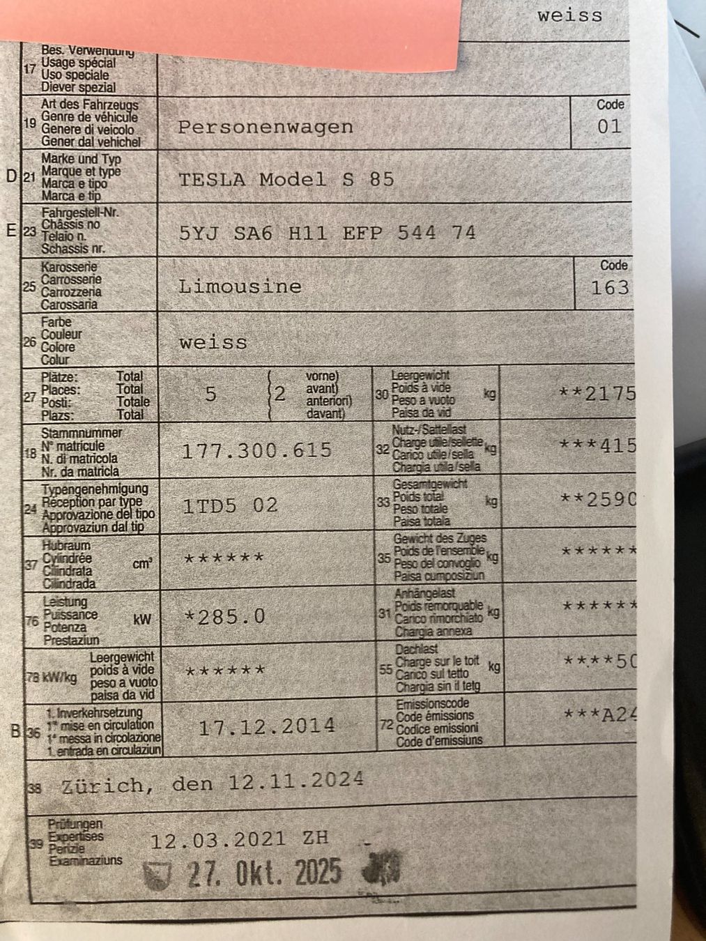 Tesla Automobili: TESLA  Model S 85 – Usato da Mettmenstetten venduto da Piebald 6