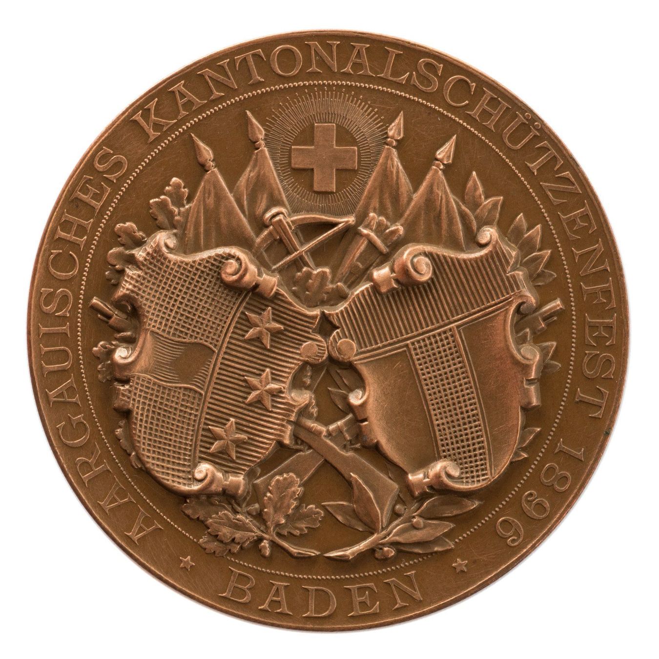 Medaillen: Schützenmedaille AG 1896 Baden – Gebraucht aus Rotkreuz von Swiss-Coins