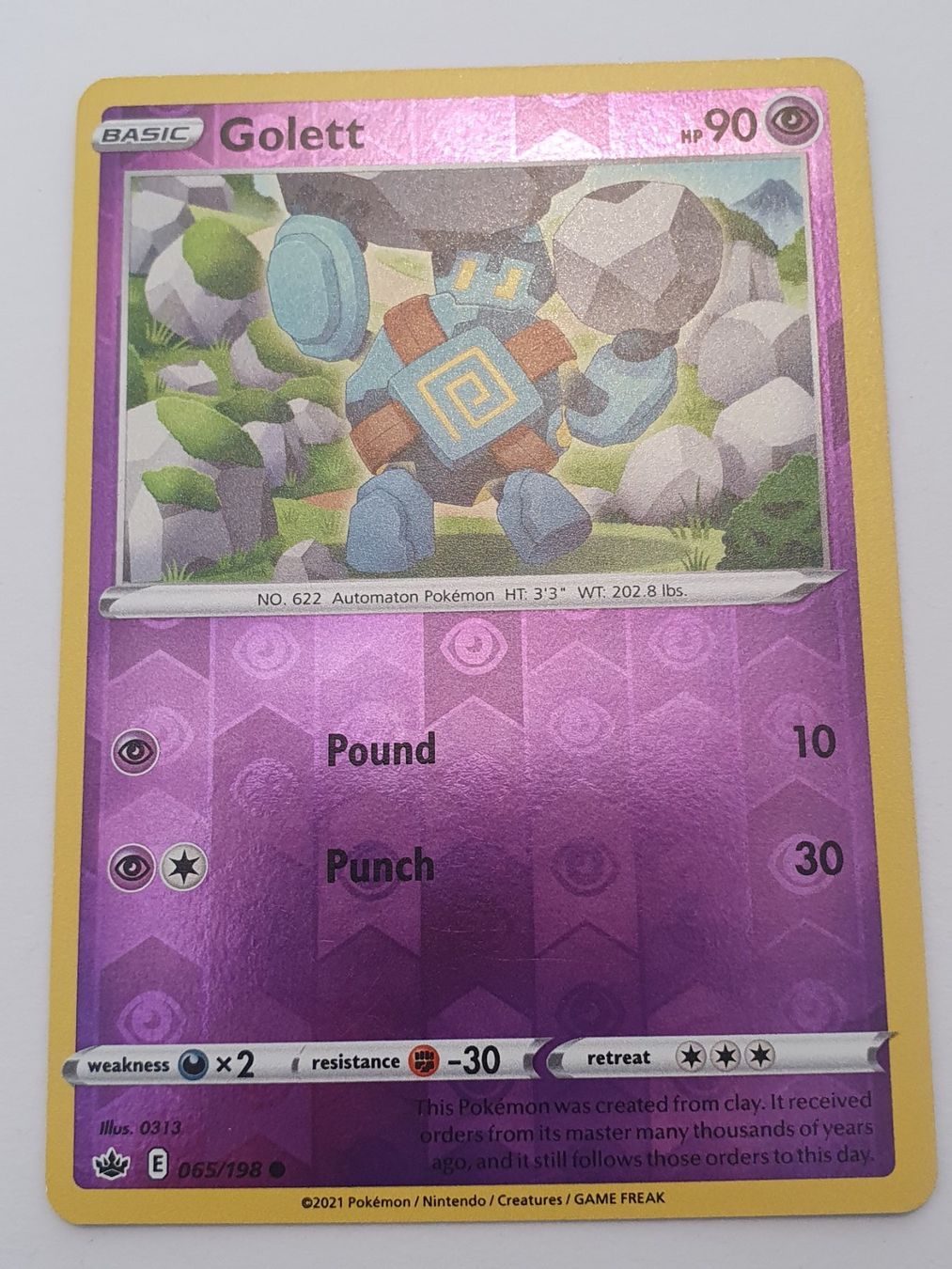 Pokémon Carte collezionabili: Golett / 2021 Pokémon / Reverse Holo – Usato da Oberdorf BL venduto da BaldenEagle