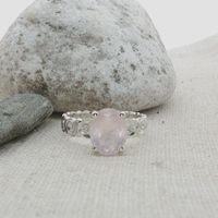 Feiner Silber Ring 925 mit Rosenquarz Grösse 56