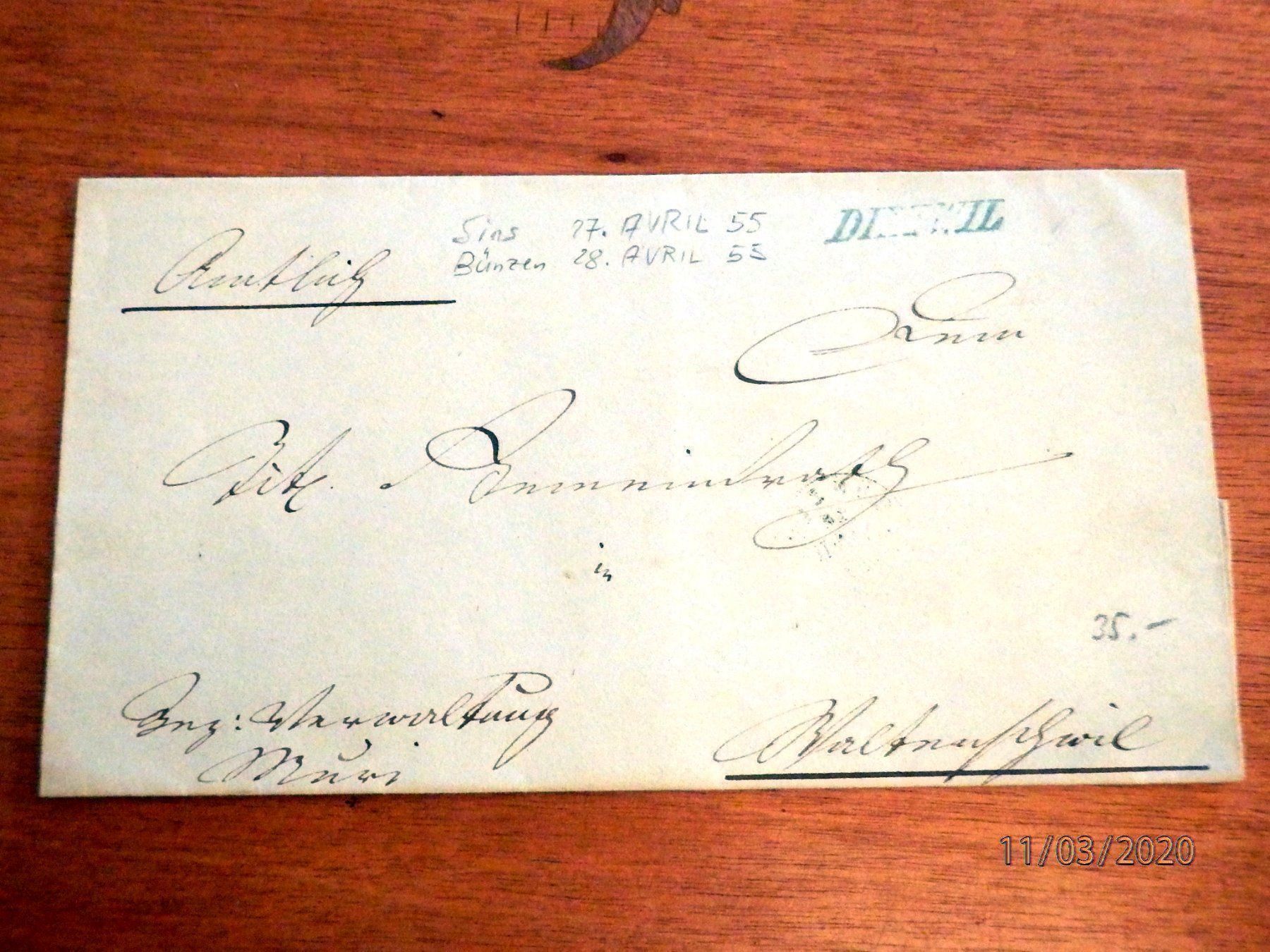 Timbri: schöner Brief mit blauem Balkenstempel – Usato da Ueberstorf venduto da dinbau 6