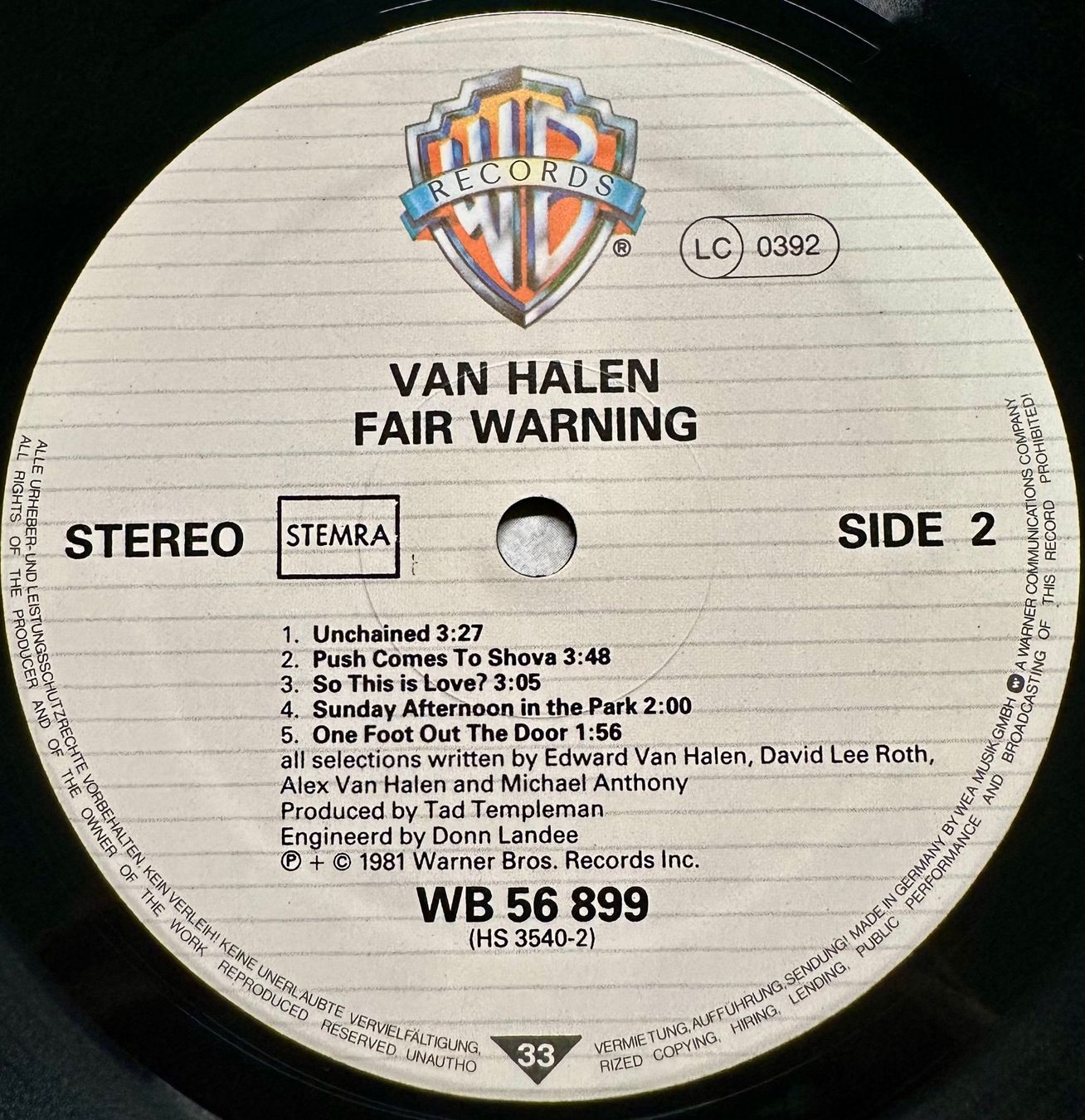 Dischi in vinile: Van Halen - Fair Warning // LP: VG+; Sleeve: NM – Usato da Zürich venduto da saltbee 3
