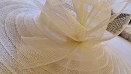 Sonnenhut Damen beige Schleife Sommer Ferien Hochzeit Sonne