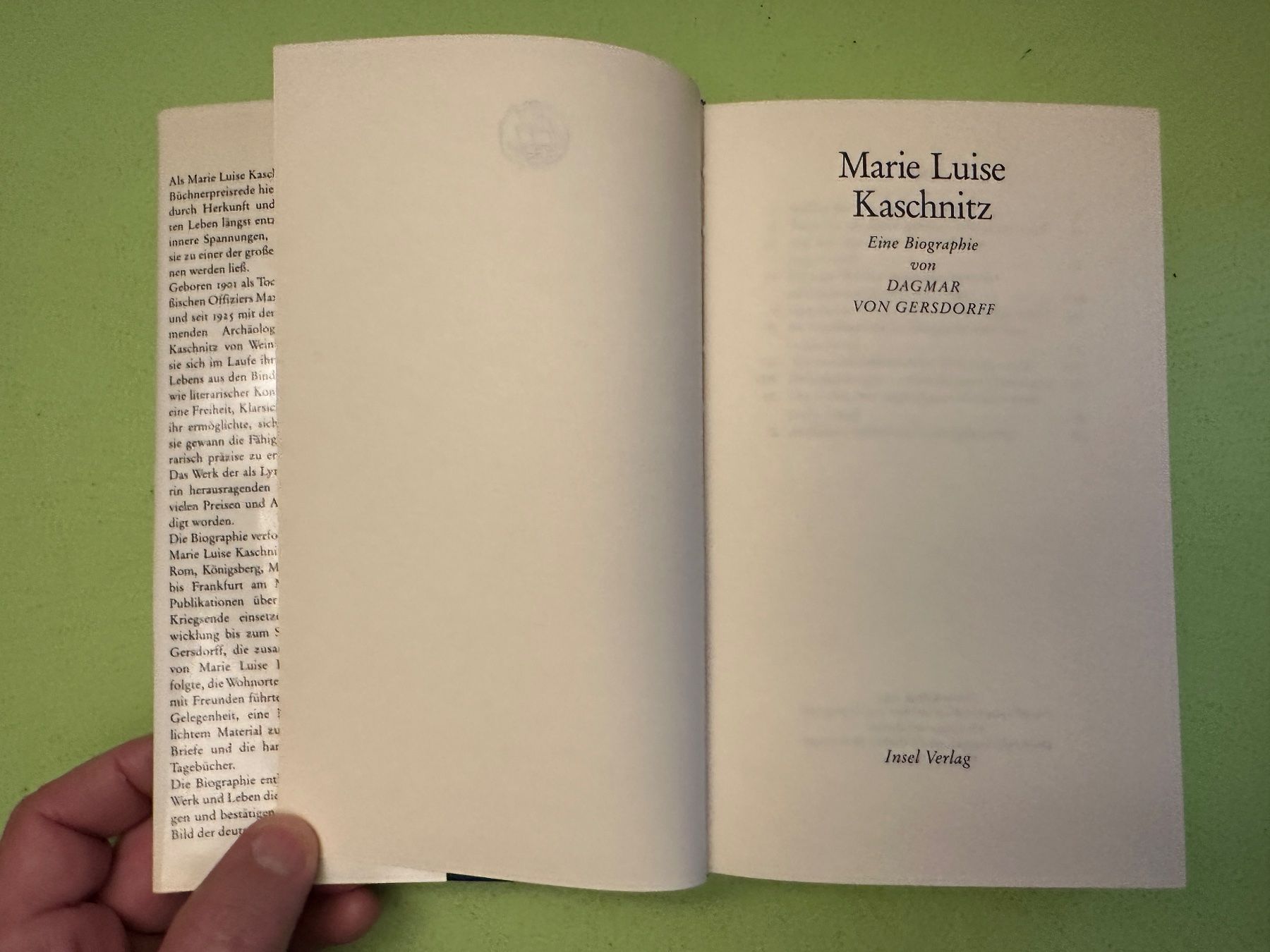 Libri: Dagmar von Gersdorff: Marie Luise Kaschnitz. Eine Biographie – Usato da Zürich venduto da allp 2