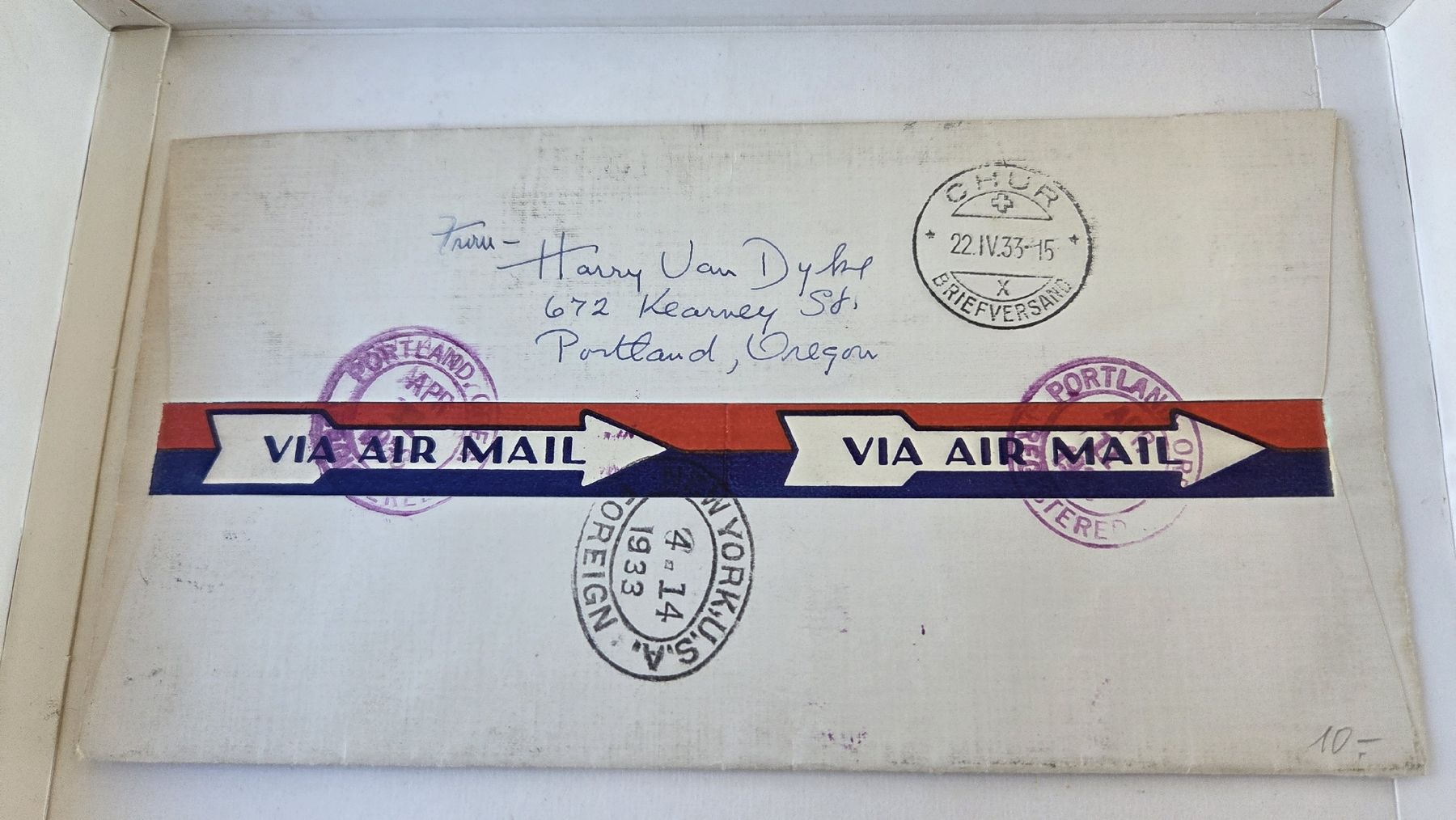 Tutti i francobolli: 1933 Flugbrief Portland -  Chur – Usato da Arni AG venduto da Moth68 1