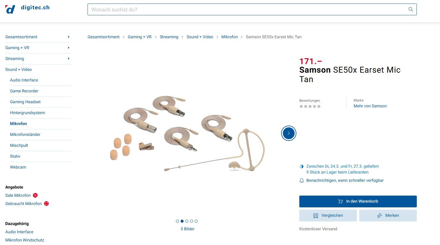 Microfoni: Samson SE50x Earset Mic Tan earset microphone – Usato da Geneve venduto da T36 1