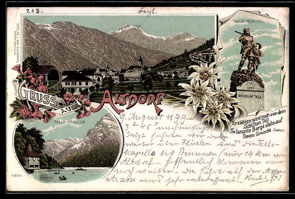 Ansichtskarten: Litho Altdorf, Ortsansicht mit Kirche, T – Gebraucht aus Berlin von bartko-reher