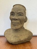 Alte Büste aus Ton, Handarbeit, Afrikanischer Mann „Sepp“