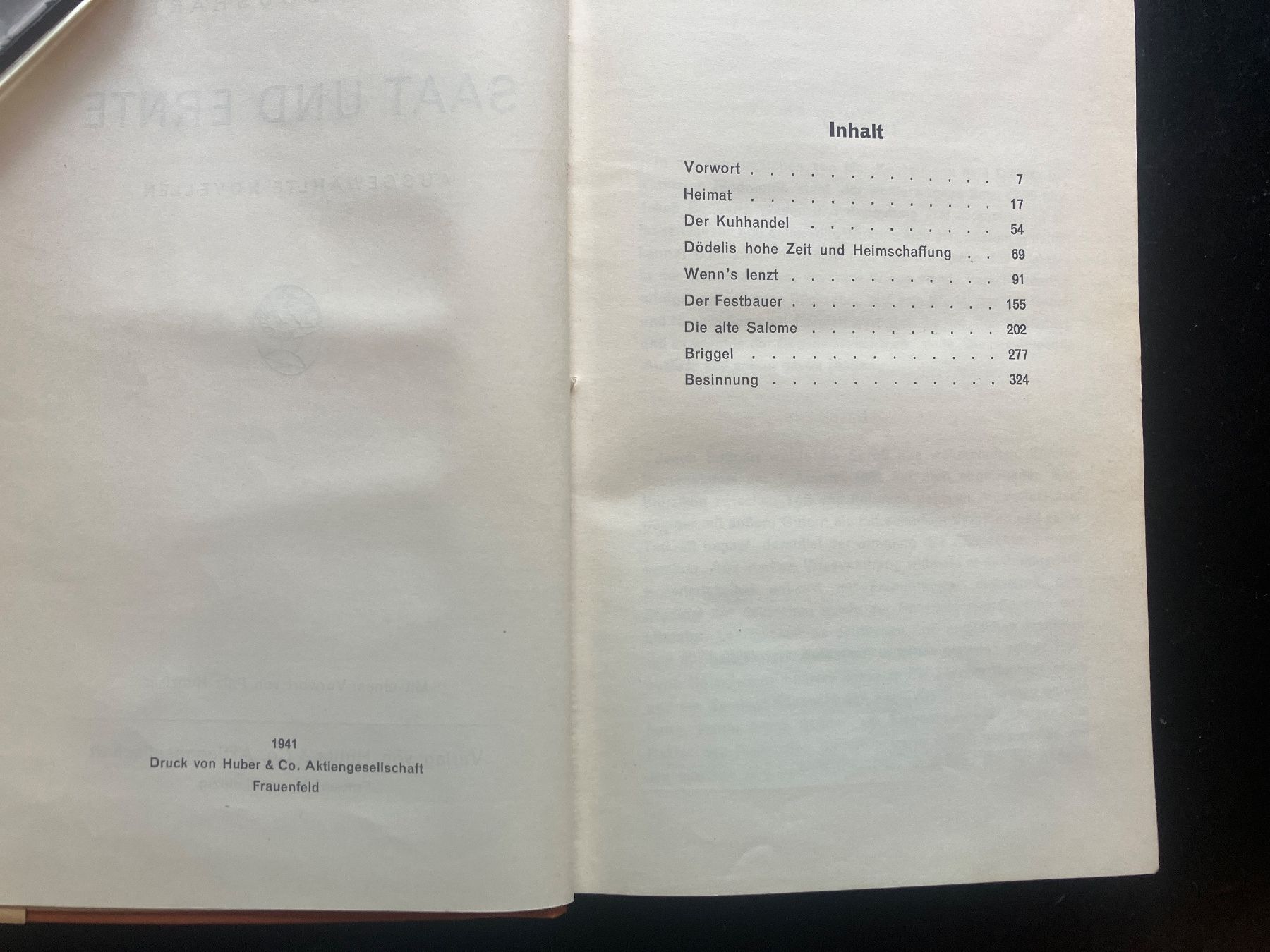 Libri: Saat und Ernte. J. Bosshart, 1941 – Usato da Wangen ZH venduto da day01 2