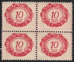 Nachportomarken 4er Block - 10 Heller -  Liechtenstein 1920