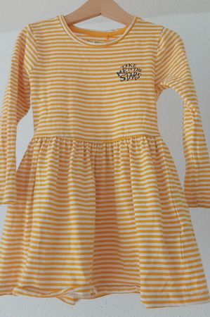 Mädchen Kleid gestreift gelb-weiss Grösse 104