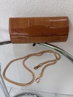 Vintage Brown snakeskin Clutch With Chain Shoulder Strap