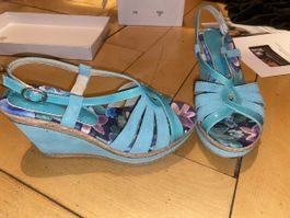 Wedge/Keilabsatz Sandalen Türkis Größe 37