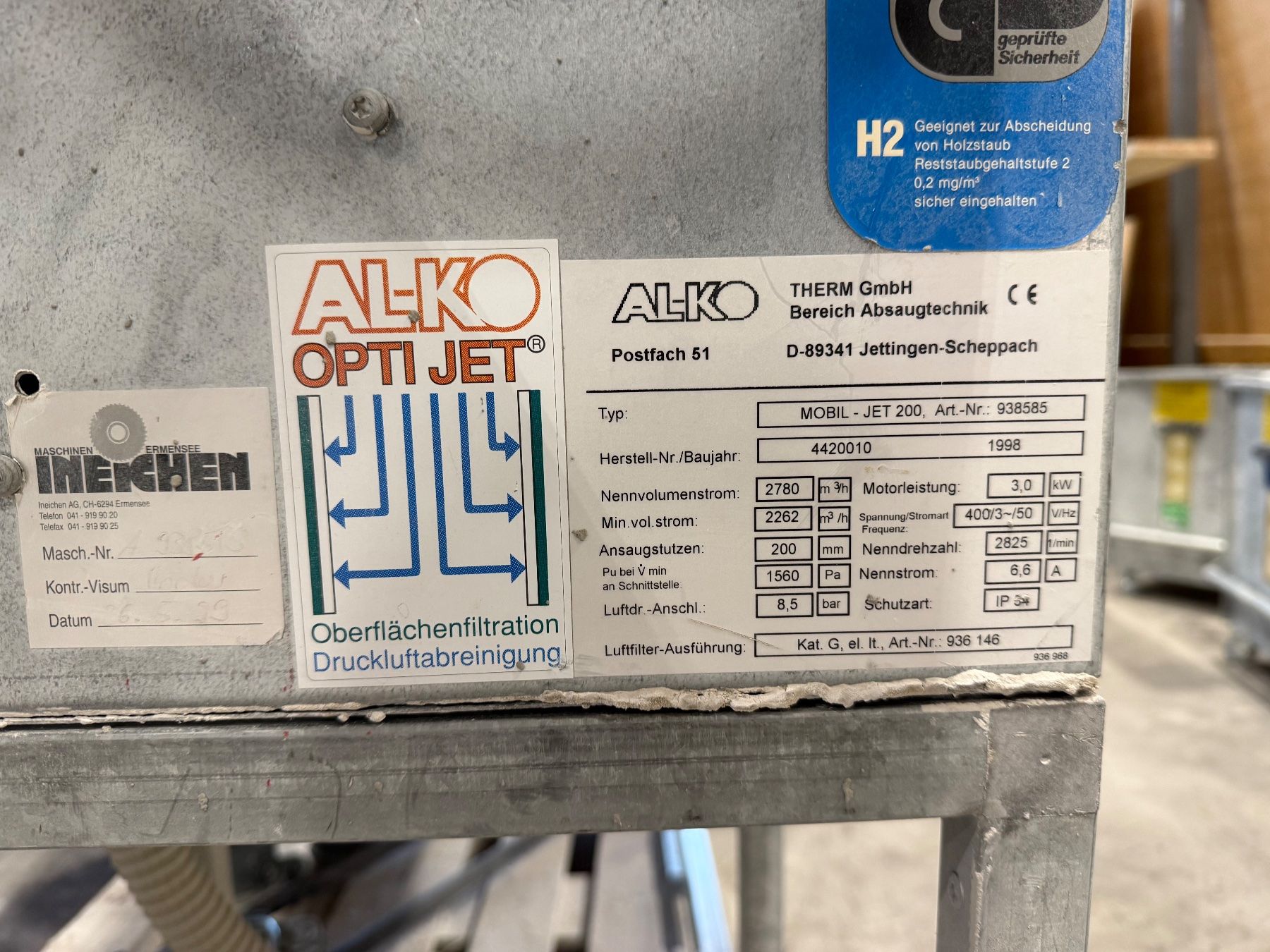 Al-ko Tutte le macchine: Absaugung ALKO Mobil Jet 200 – Usato da Amriswil venduto da Krattiger_Holzbau_AG 3