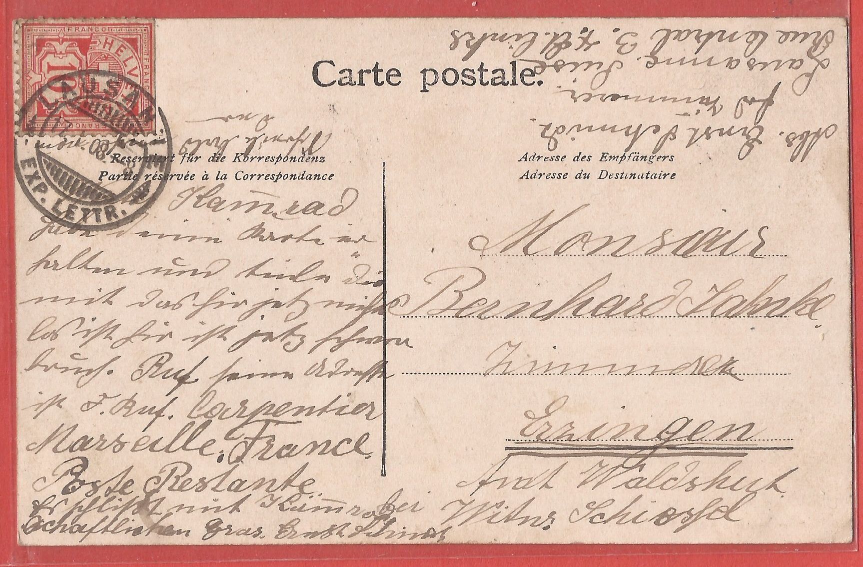 Cartoline postali: Lausanne - Quartiers du Midi - 1908 – Usato da Fislisbach venduto da Porano 1