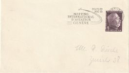 Sonder-Stempel intern. Flugmeeting Genf 1949 auf Brief