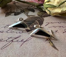 Vintage Ohrringe Onyx Sterling Silver 925
