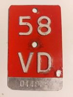 Velonummer VD 58 plaque Velo