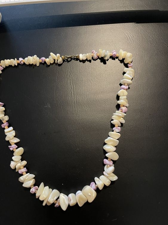 Collier Vintage En Pierres - Quartz, Aventurine, Nacre - Vert & Violet