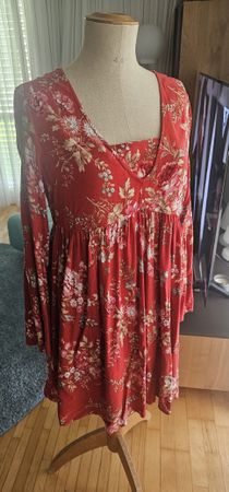 Ralph Lauren Sommerkleid, Gr. L, rot geblümt
