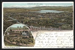 Litho Zürich, Aussicht von der Weid mit