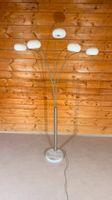 Design Bogenlampe 5-flammig Marmorfuss und Glaslampenschirm