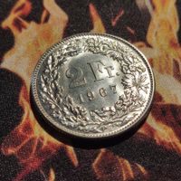 2 Franken 1967, Silber, Unz-Stgl.
