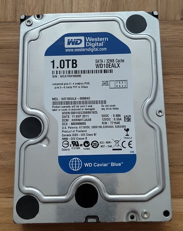 Western Digital 1.0 TB Harddisc Caviar Blue - Intern/Extern (Gebraucht ...