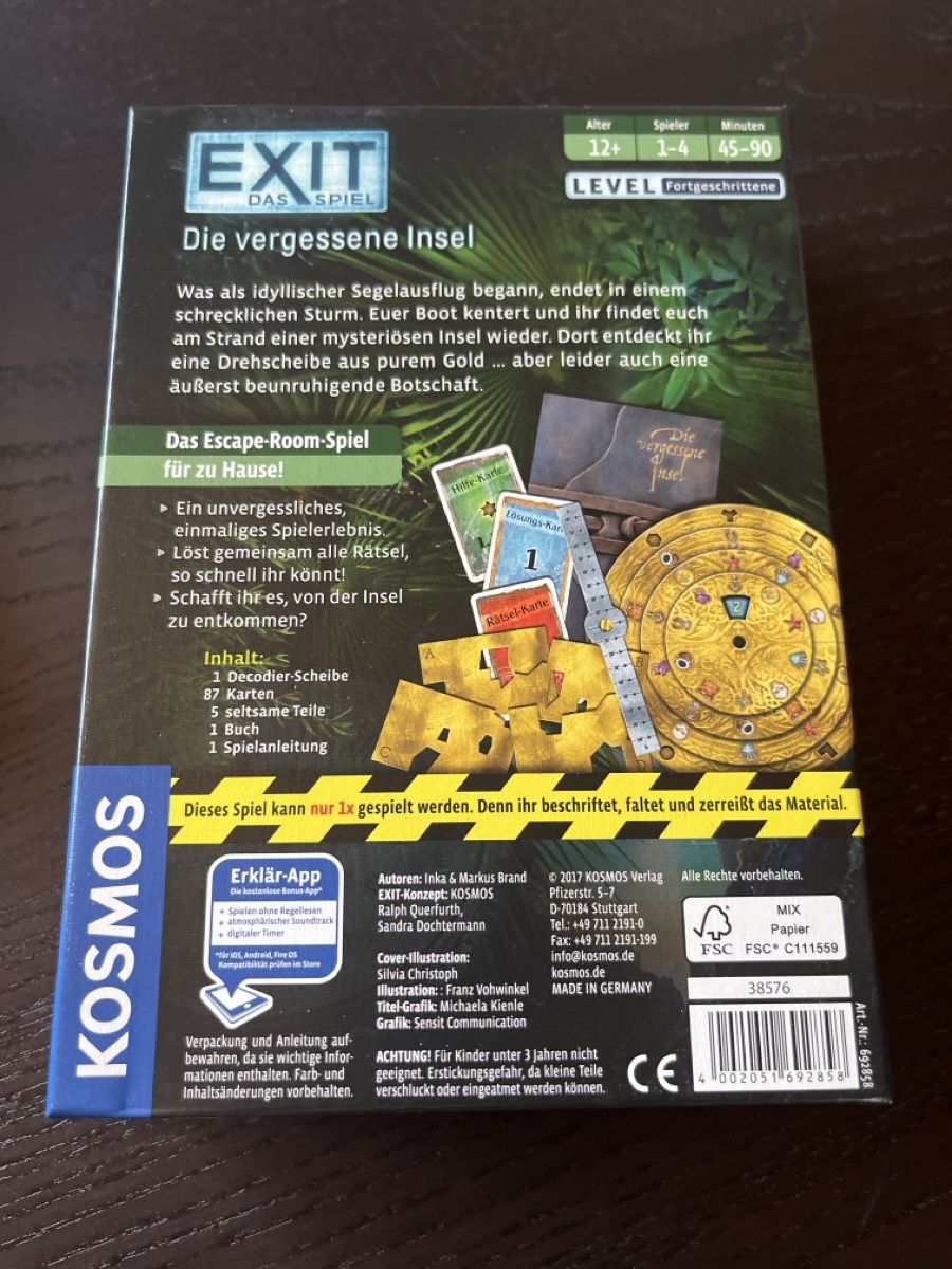 Kosmos Giochi: EXIT Die vergessene Insel – Nuovo e nell'imballaggio originale da Einsiedeln venduto da sandramon 1