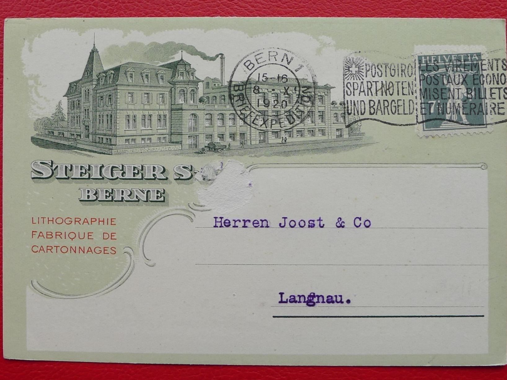 Tutti i francobolli: 1920, illustrierte Karte "Steigers BERNE" Mit Nr.138. – Usato da Sursee venduto da Luzernerraute