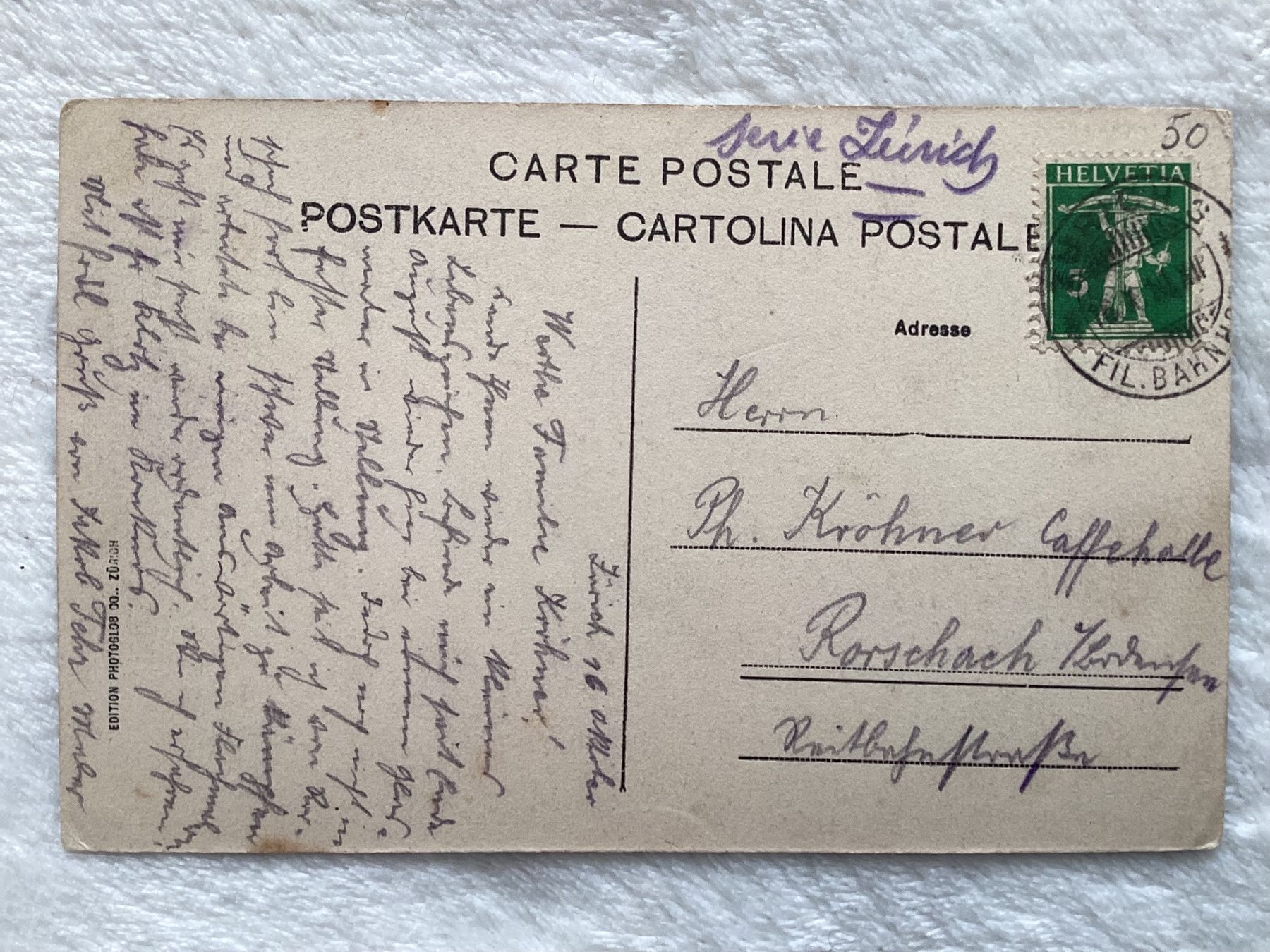 Ansichtskarten: AK Zürich Schiffsstation – Gebraucht aus Zürich von Tolima194 1