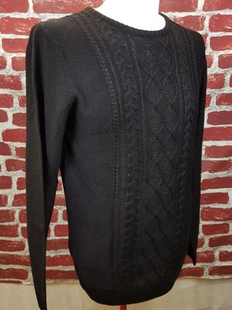 Strickpullover Zopfmuster schwarz Gr. L