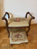 Sitzbank mit Fusshocker Holz Blumenmuster guter Zustand
