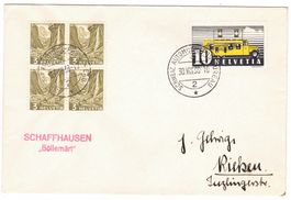 Lettre de Schaffhausen BPA A228 pour Riehen le 30.VIII.38