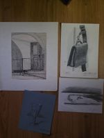 4 Zeichnungen Gemälde signiert Beda Bossart Bossard