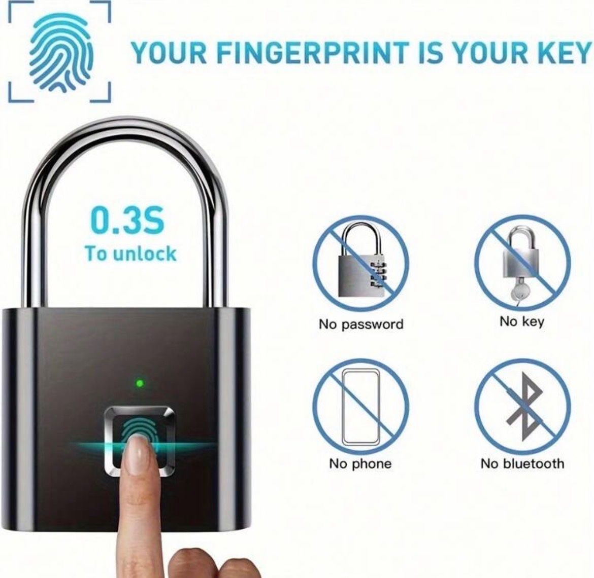 Schlösser: Fingerabdruck Vorhängeschloss – Neu und originalverpackt aus Emmenbrücke von ShopDirect 3