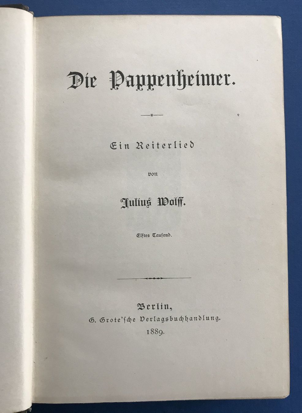 Libri: EIN REITERLIED VON JULIUS WOLF (1889) – Nuovo e nell'imballaggio originale da Zürich venduto da Domus09 1