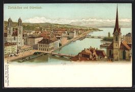 Litho Zürich, Blick auf den Zürichsee 