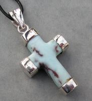 ♥ LARIMAR ANHÄNGER - KREUZ - SILBER ♥