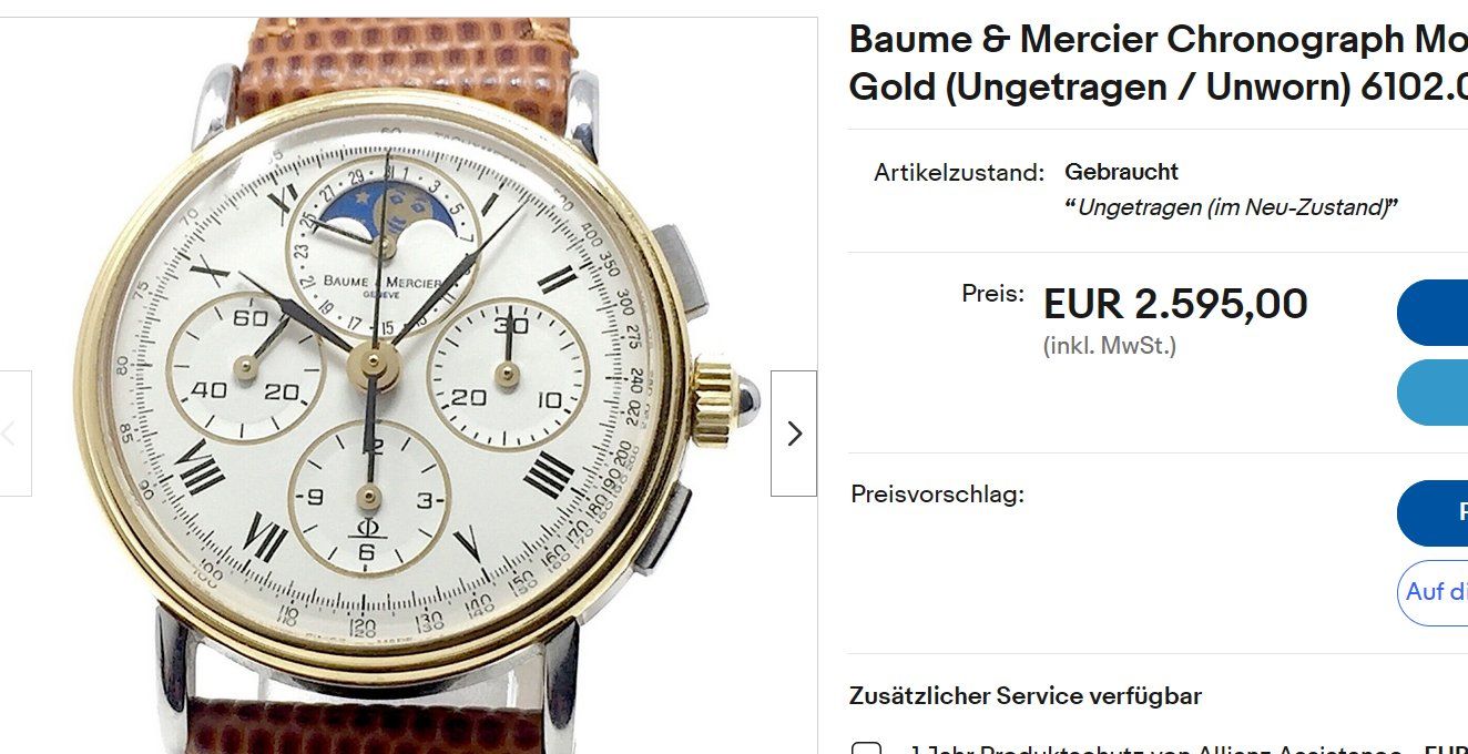 Baume & Mercier Orologi: Baume Mercier 1883 Mondphase, Chronograph, Datum, Tachym. – Usato da Meilen venduto da Anonymous3 6