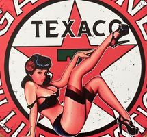 Texaco Motor Oil Aviation Pin Up Girl Blechschild - neu!!!