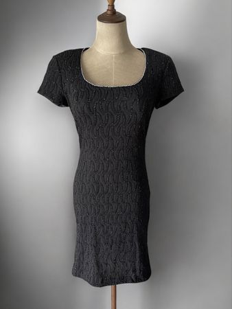 Vintage Niki Originals Kleid Schwarz mit Strass Grösse 38