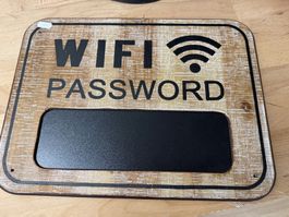 WLAN Passwort Schild Holz - Rustikaler Vintage Look!